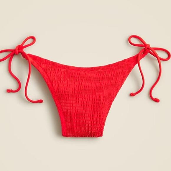 NWT J. Crew Smocked String Bikini Bottom Red M - Picture 4 of 7